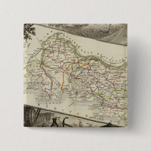 Landschap en steden vierkante button 5,1 cm (Voorkant)