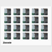 Landschap en straatbeeld vierkante sticker (Vel)