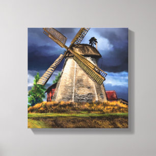 Landschap en weer in Nederland - Tekening Canvas Afdruk