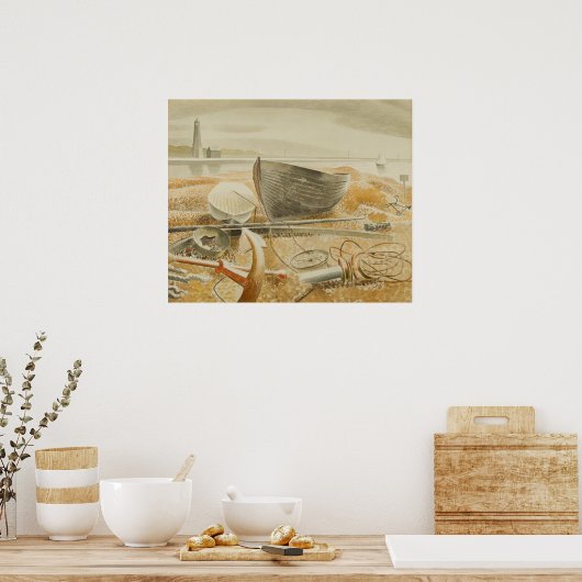 landschap, Engeland, zeegebied, retrosfeer Poster (Keuken)