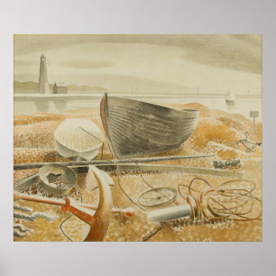 landschap, Engeland, zeegebied, retrosfeer Poster