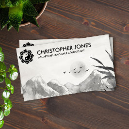 Landschap Feng Shui Bagua/Pakua Lotus Waterverf Visitekaartje