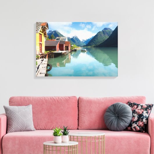 Landschap Fjaerlandsfjord fjord in Noorwegen Canvas Afdruk (Insitu (Woonkamer))
