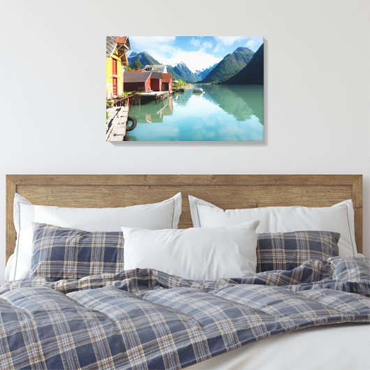 Landschap Fjaerlandsfjord fjord in Noorwegen Canvas Afdruk (Insitu (Slaapkamer))