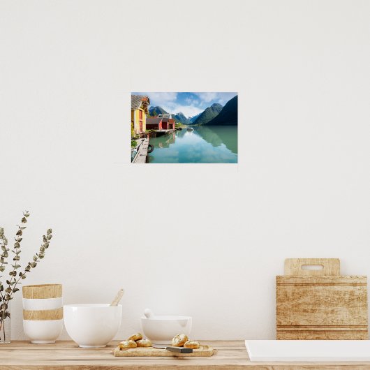 Landschap Fjaerlandsfjord fjord in Noorwegen Poster (Keuken)