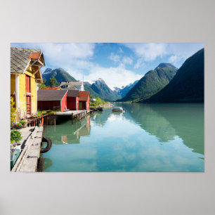 Landschap Fjaerlandsfjord fjord in Noorwegen Poster