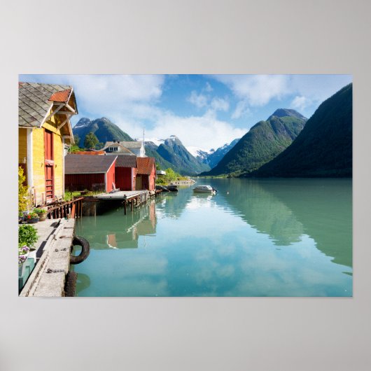 Landschap Fjaerlandsfjord fjord in Noorwegen Poster (Voorkant)