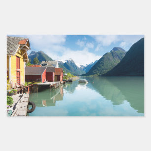 Landschap Fjaerlandsfjord fjord in Noorwegen Rechthoekige Sticker