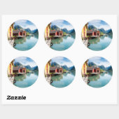 Landschap Fjaerlandsfjord fjord in Noorwegen Ronde Sticker (Vel)