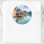 Landschap Fjaerlandsfjord fjord in Noorwegen Ronde Sticker (Tas)
