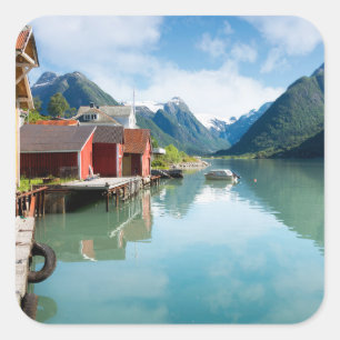 Landschap Fjaerlandsfjord fjord in Noorwegen Vierkante Sticker