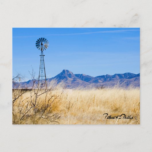 Landschap Foto Rustic Windmill Mountain Range Briefkaart (Voorkant)