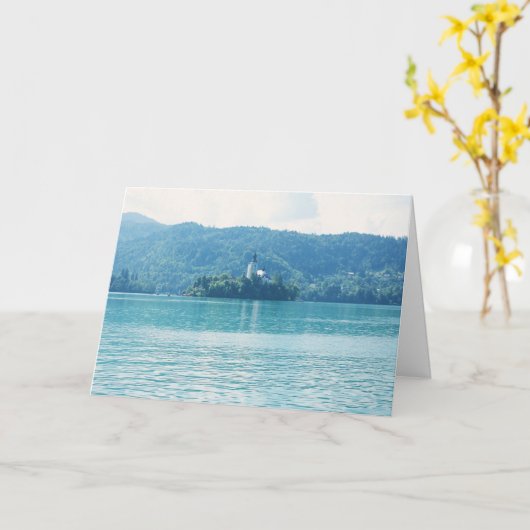 Landschap Fotografie Lake Mountain Blue Slovenië Kaart (Gele Bloem)