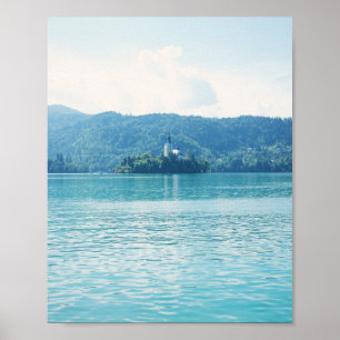 Landschap Fotografie Lake Mountain Blue Slovenië Poster