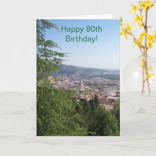 Landschap Fotografie op maat 80th Birthday Kaart (Gele Bloem)