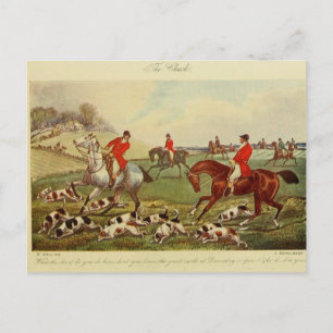 landschap Fox Hunt Dogs Ephemera Art Briefkaart