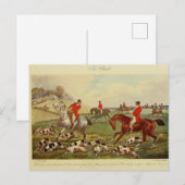 landschap Fox Hunt Dogs Ephemera Art Briefkaart (Voorkant / Achterkant)