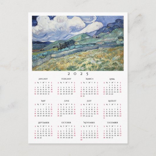 Landschap Frankrijk Vincent van Gogh 2025 Kalender Feestdagenkaart (Voorkant)
