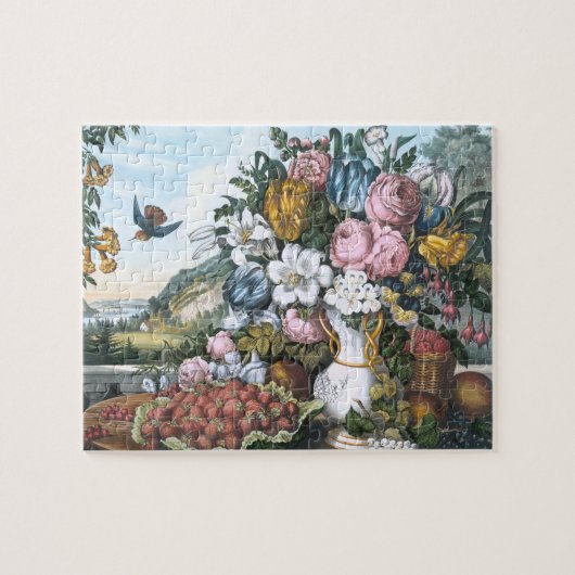 Landschap, fruit en bloemen legpuzzel (Horizontaal)
