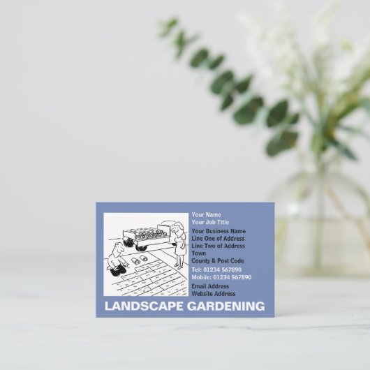 Landschap Gardening Cartoon Visitekaartje (Staand voorkant)