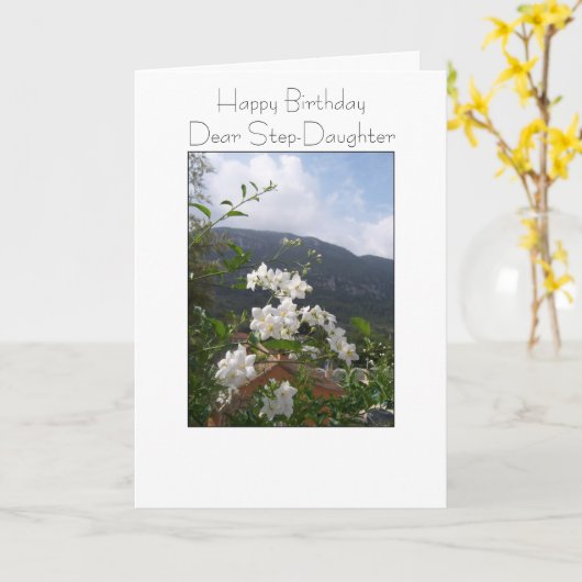 Landschap gepersonaliseerde stap dochter verjaarda kaart (Gele Bloem)
