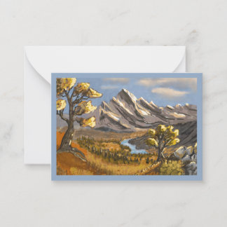 Landschap geschilderd op wenskaart. notitiekaartje
