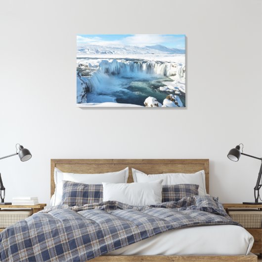Landschap Godafoss Waterfall Canvas Afdruk (Insitu (Slaapkamer))