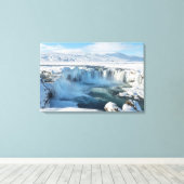 Landschap Godafoss Waterfall Canvas Afdruk (Insitu (Houten vloer))