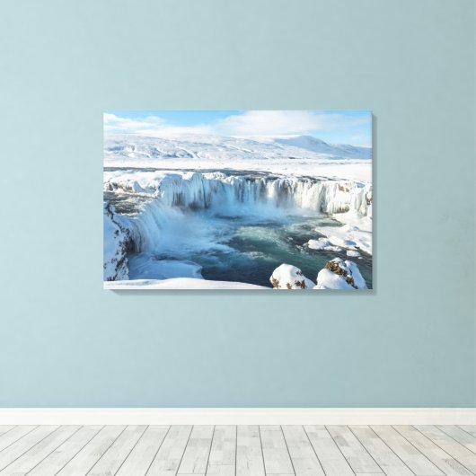 Landschap Godafoss Waterfall Canvas Afdruk (Insitu (Houten vloer))