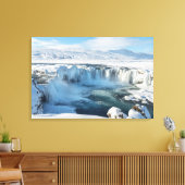 Landschap Godafoss Waterfall Canvas Afdruk (Insitu (Woonkamer))