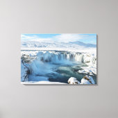 Landschap Godafoss Waterfall Canvas Afdruk (Voorkant)