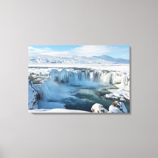 Landschap Godafoss Waterfall Canvas Afdruk (Voorkant)