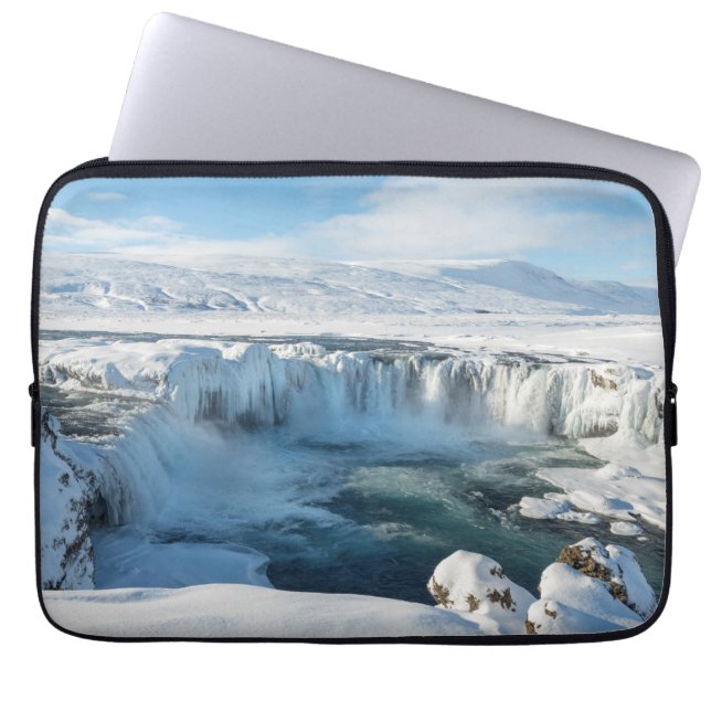 Landschap Godafoss Waterfall Laptop Sleeve (Voorkant)