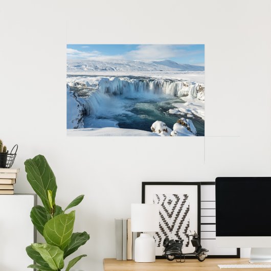 Landschap Godafoss Waterfall Poster (Thuiskantoor)