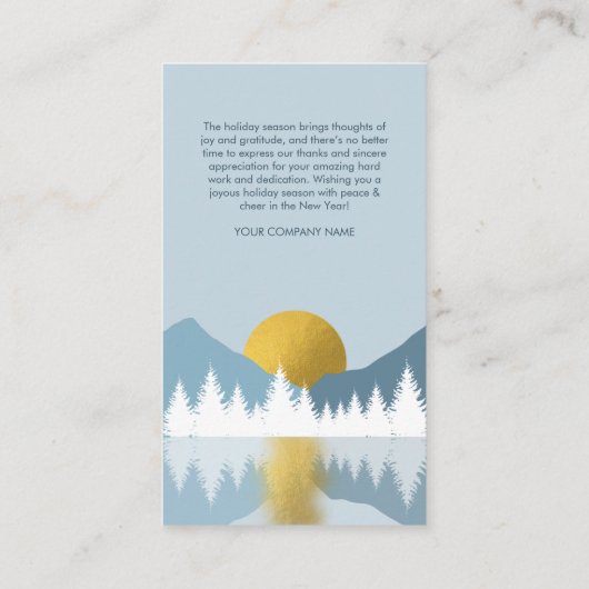 Landschap Golden Winter Prettige feestdagen Busine Visitekaartje (Achterkant)