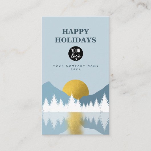 Landschap Golden Winter Prettige feestdagen Busine Visitekaartje (Voorkant)