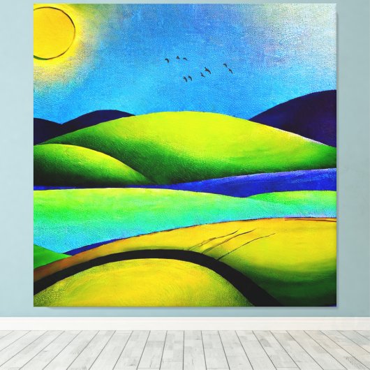 Landschap Green Hills Canvas Afdruk (Insitu (Houten vloer))