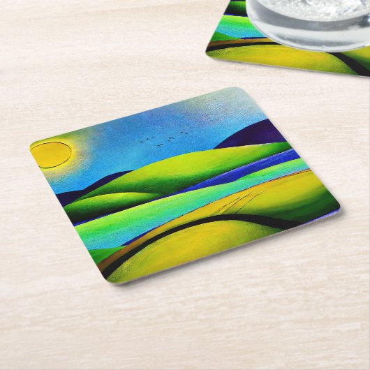 Landschap Green Hills Kartonnen Onderzetters (Schuin)
