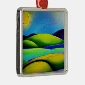 Landschap Green Hills Metalen Ornament (Rechts)