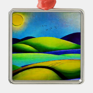 Landschap Green Hills Metalen Ornament