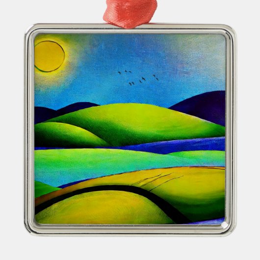 Landschap Green Hills Metalen Ornament (Voorkant)