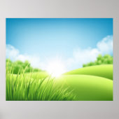 Landschap Green Hills Poster (Voorkant)
