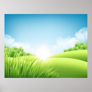 Landschap Green Hills Poster