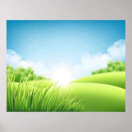 Landschap Green Hills Poster (Voorkant)