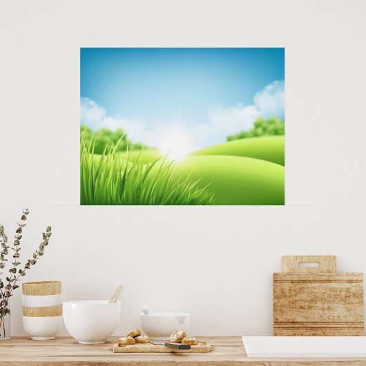 Landschap Green Hills Poster (Keuken)