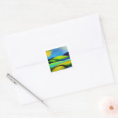 Landschap Green Hills Vierkante Sticker (Envelop)
