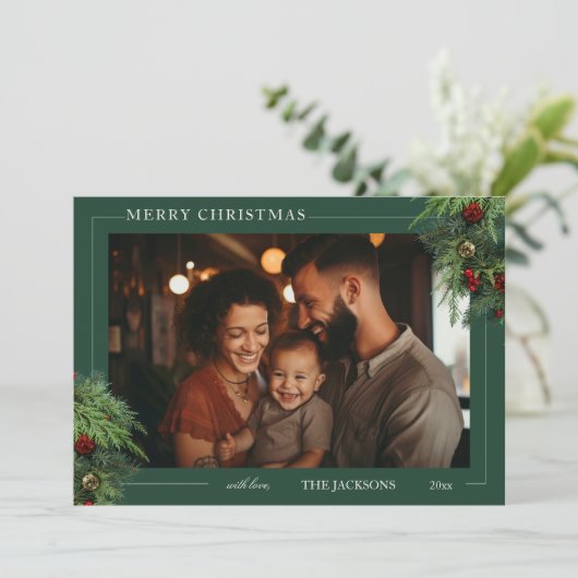 Landschap Groen Vrolijk Kerstkaart (Staand voorkant)