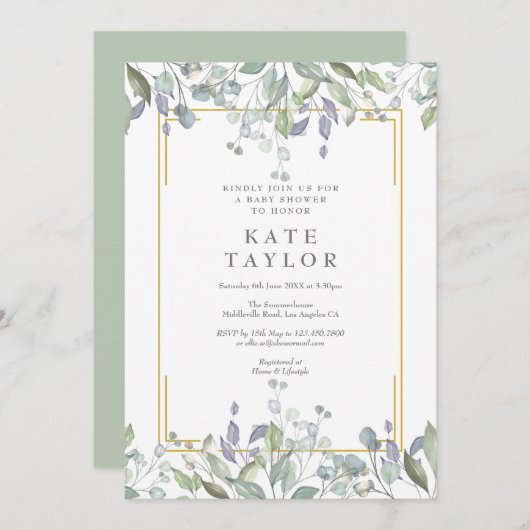 Landschap Groene Baby Shower / Feestje Kaart (Voorkant / Achterkant)