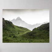 Landschap Groene Lofoten Poster (Voorkant)