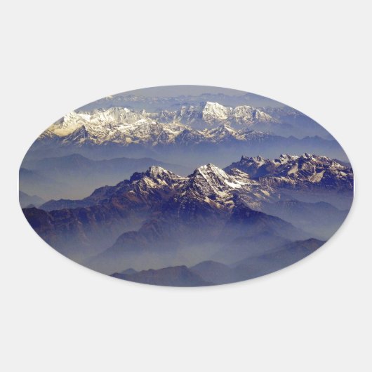 Landschap Himalaya Ovale Sticker (Voorkant)